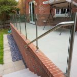 Frameless Glass Railings for raised garden patio and steps